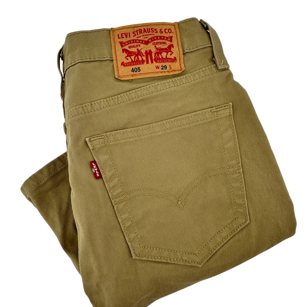 Levis 405 Regular Fit Denim Shorts‎ Mens 29 Khaki Tan Brown WaterLess 39864-0079